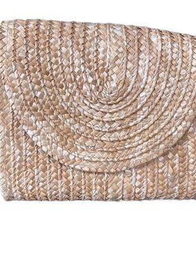 Handwoven Straw Clutch - Natural Beige
